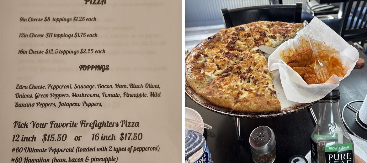 RJ'S Firehouse Pizza Menu