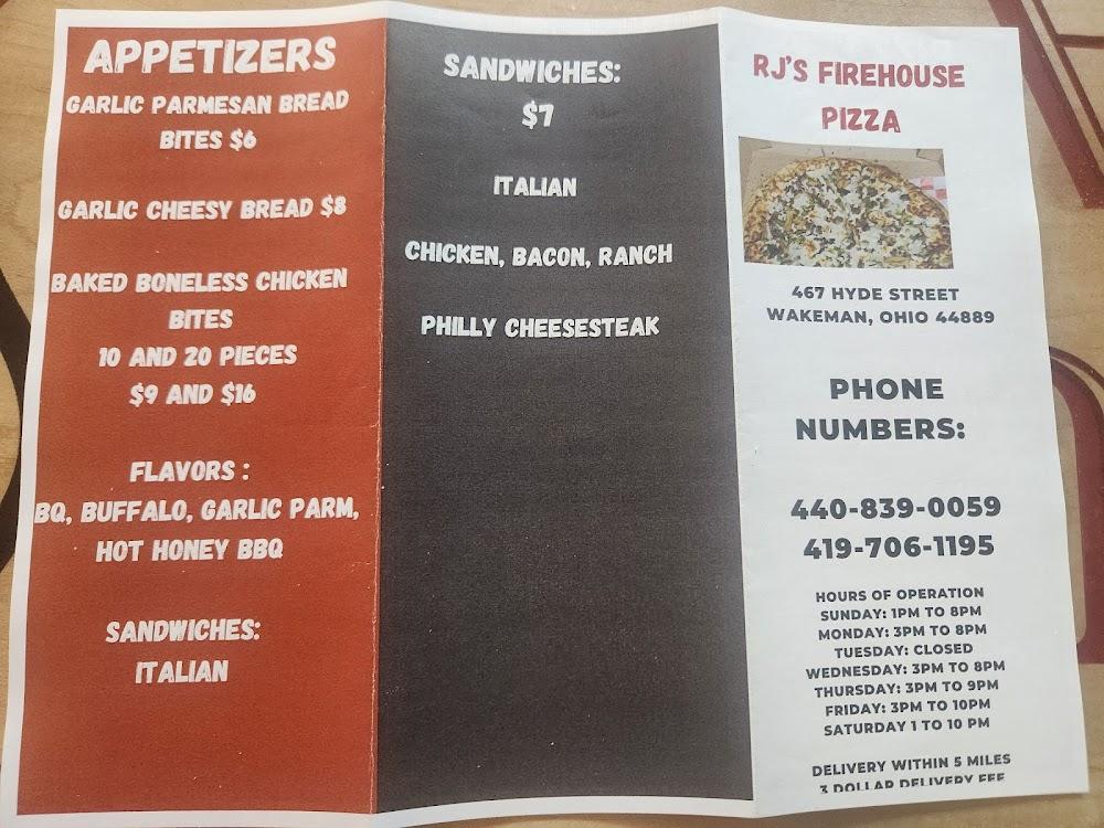 RJ'S Firehouse Pizza Menu image 2