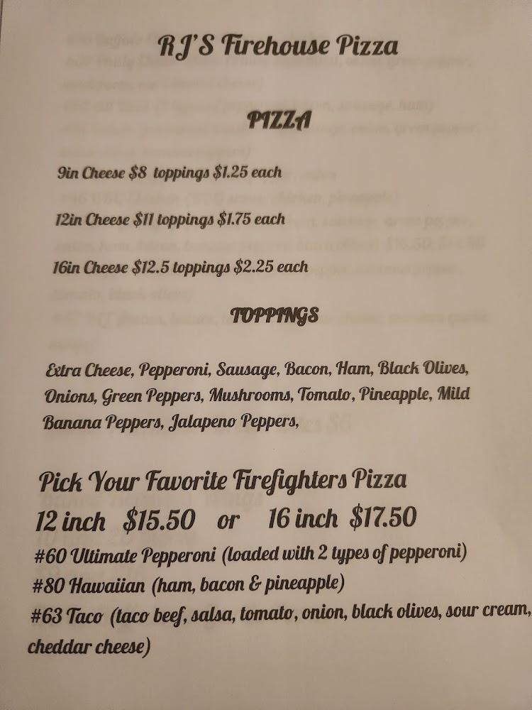 RJ'S Firehouse Pizza Menu image 4